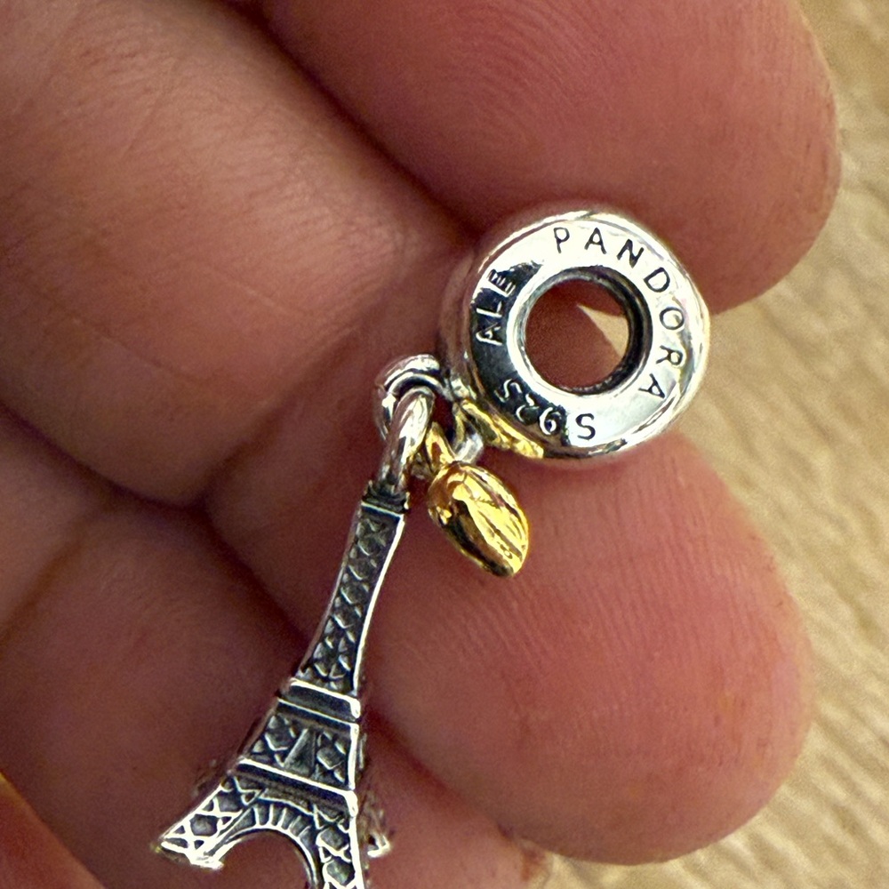Pandora Silver Eiffel Tower Charm With Gold Accent View 5
